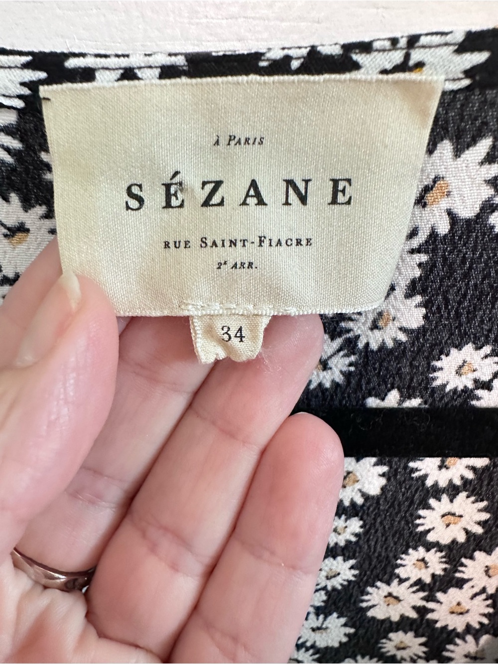 Sezane 34(2) Indira daisy print floral button short sleeve blouse softgirl retro - Picture 7 of 13